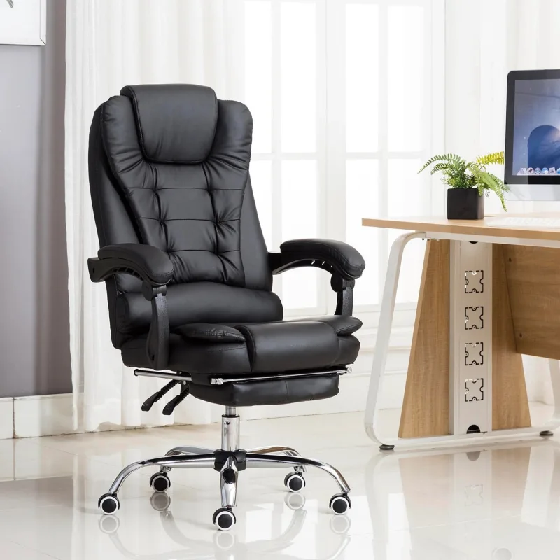 Kepler Brooks Italia Premium Executive Office Chair | Leatherette | Leg Rest | Multi-Lock Recline | 350 kg Capacity | 3-Year Warranty (Black)