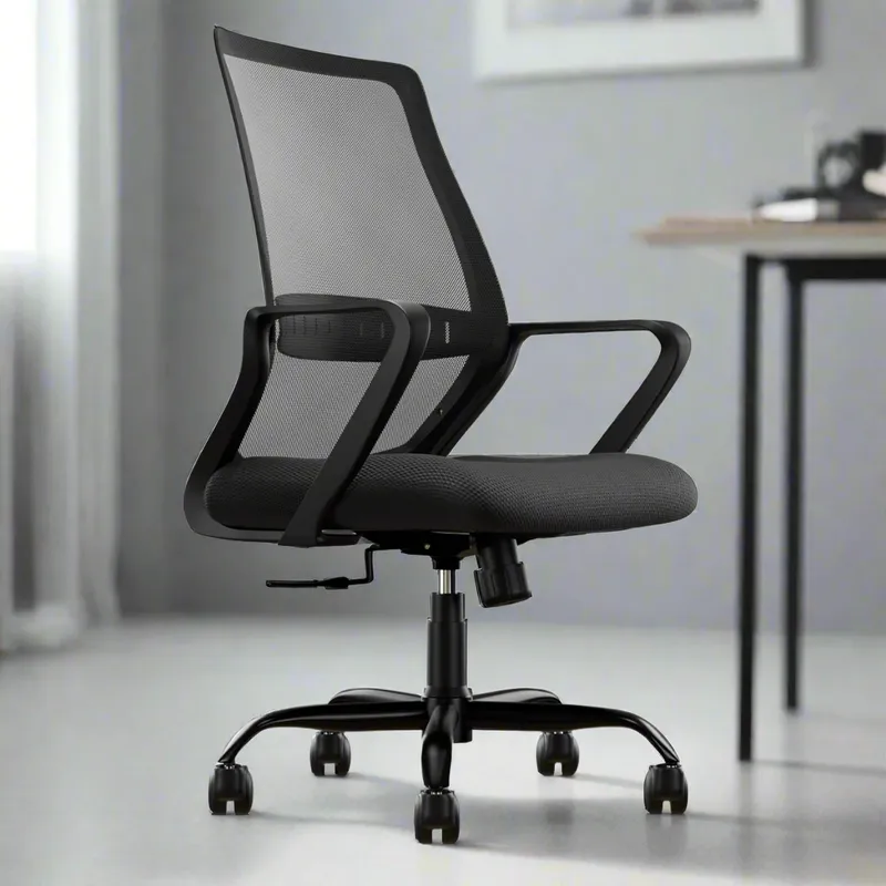 CELLBELL Desire C104 Mesh Mid Back Chair | Ergonomic Office, Study, Revolving, Computer Chair for Work from Home Heavy Duty Metal Base, Seat Height Adjustable (Grey)