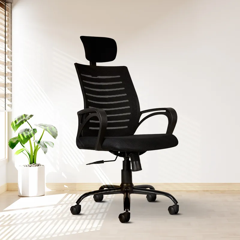 CELLBELL Desire C104 Mesh High Back Ergonomic Office Chair - Adjustable Seat Height, Sturdy Metal Base, Revolving Study & Computer Chair for Work from Home, Black