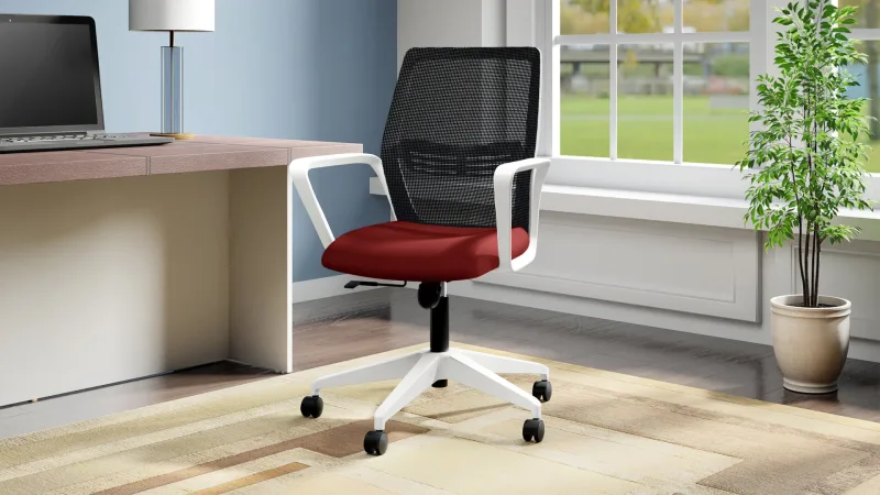 GODREJ INTERIO Vurv Chair Mesh Back Ergonomic Work from Home/Revolving Study Chair, 1 Year Warranty, Height Adjustable | Heavy Duty Polypropylene Base | DIY Installation (Black)