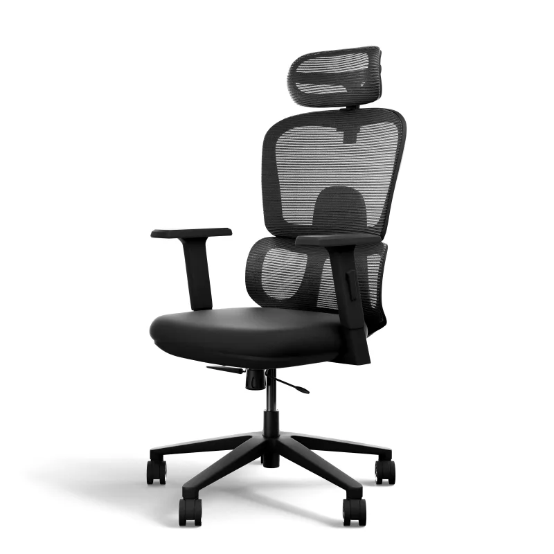 Frido AeroMesh Ergo Chair | 3D Armrests | Adjustable Headrest | Lumbar Support | Mesh Back | 120 kg Capacity (Grey)