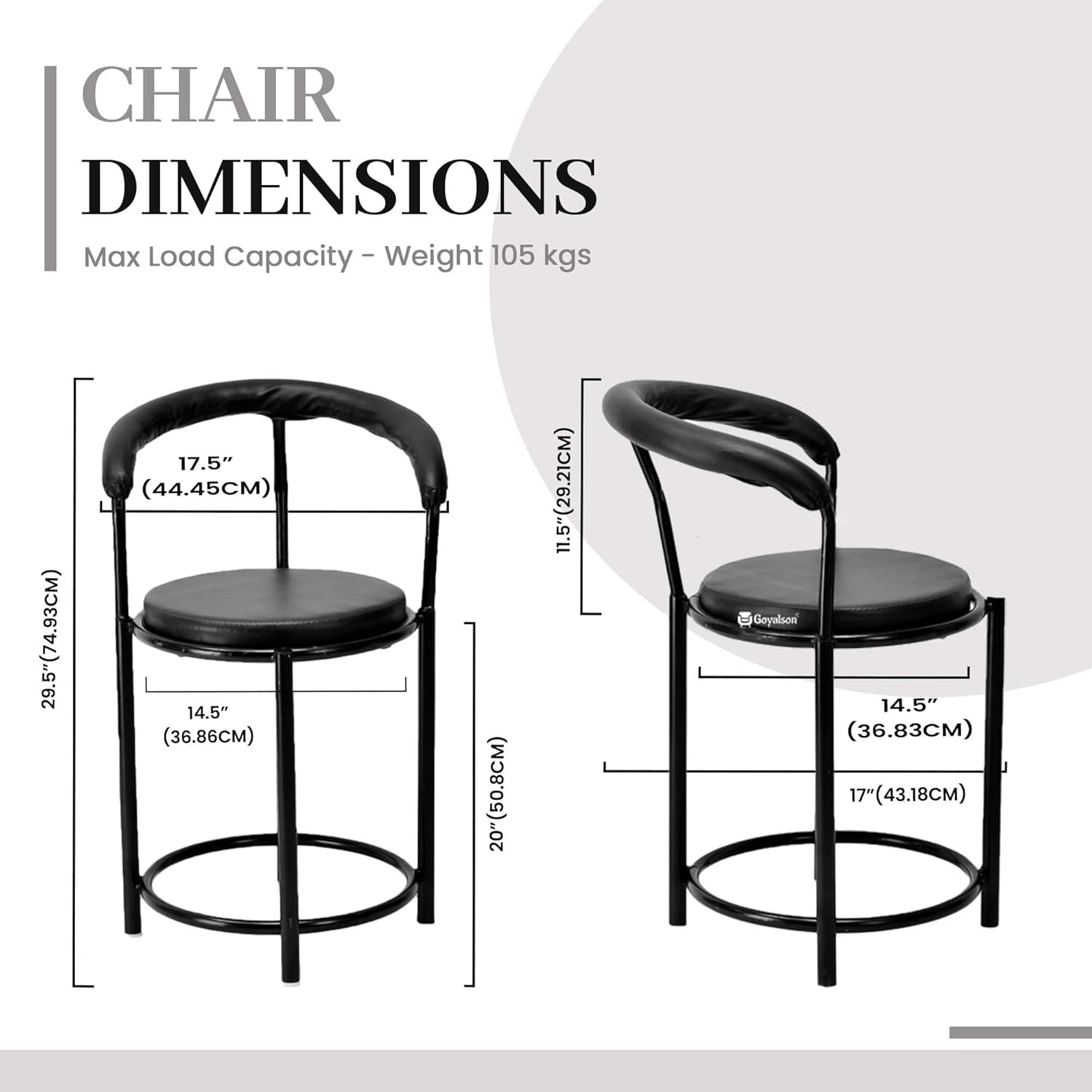 KITHANIA Iron Chair Stool for Study, Home, Office, Garden (Black)