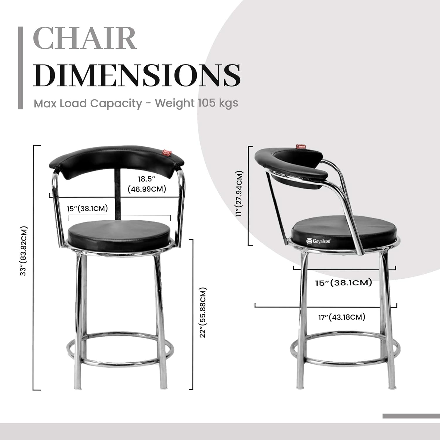 Chair Durable Office Visitor Study Home Computer Student Stool Work from Home Study or Lawn Garden Rest Chair (1, Black, Standard), Stainless Steel