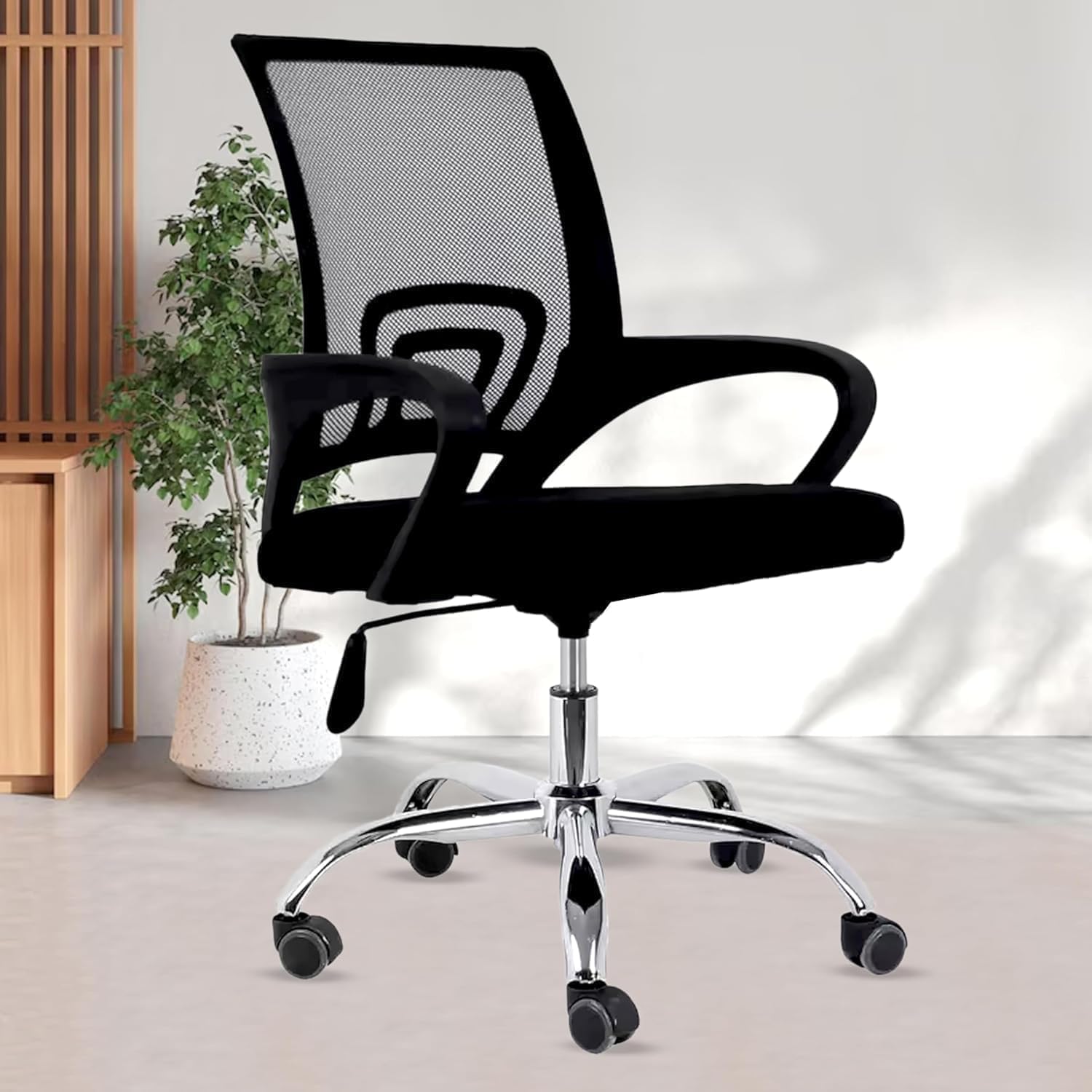Ergonomic Desk Chair Mesh Computer Chair with Lumbar Support Armrest Executive Rolling Swivel Adjustable Mid Back Chair - Ozone Black & Black Handle